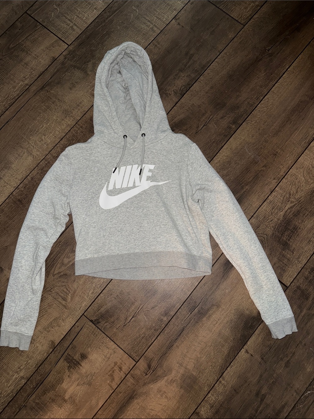 Nike Light Gray Cropped Pullover Hoodie